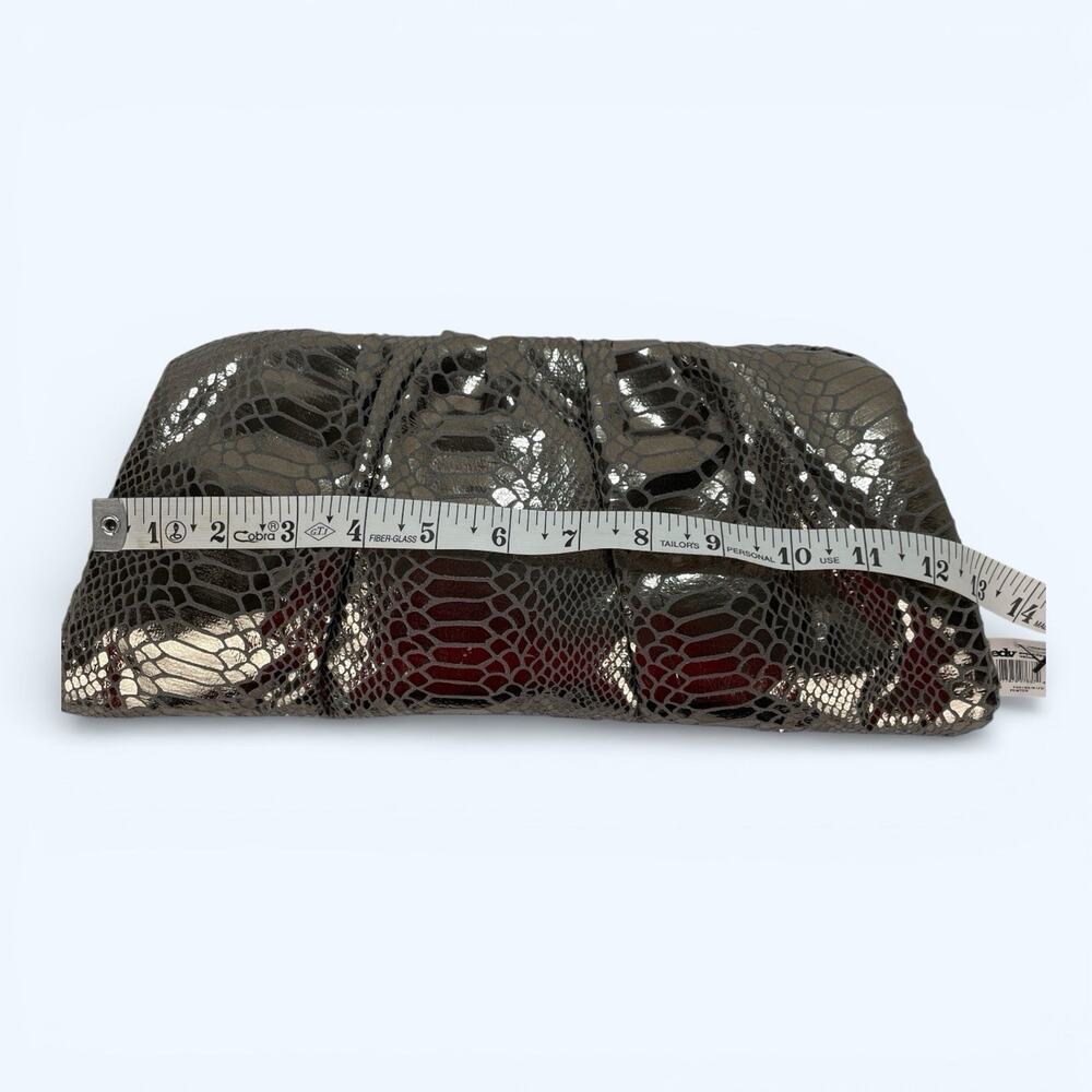 Style & Co Metallic Faux Snakeskin Clutch Bag Magnetic Closure - Picture 5 of 6